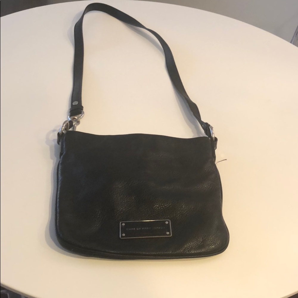 Black leather cross-body bag